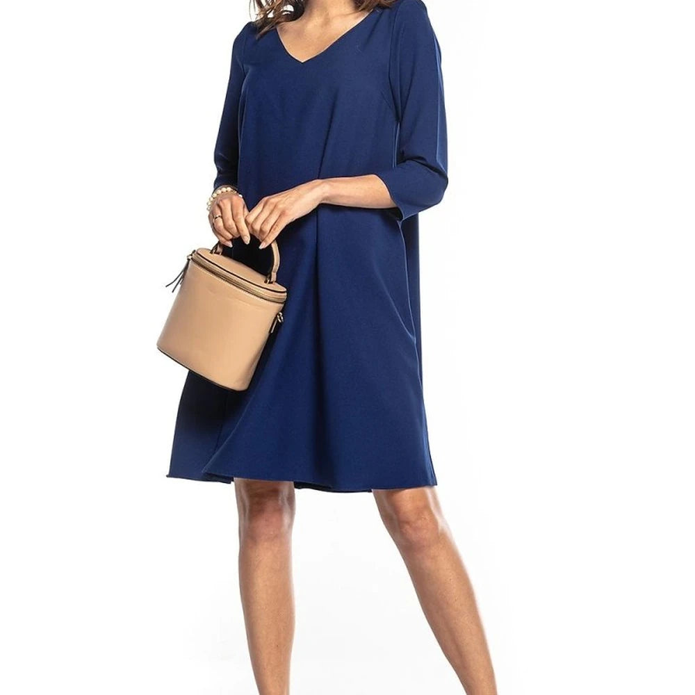 Trapeze Dress with 3/4 Sleeves and Belt