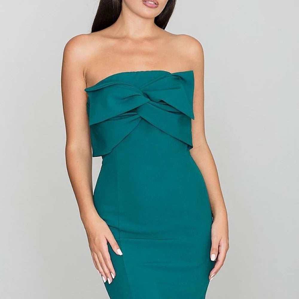 Fitted Open Shoulder Cocktail Dress