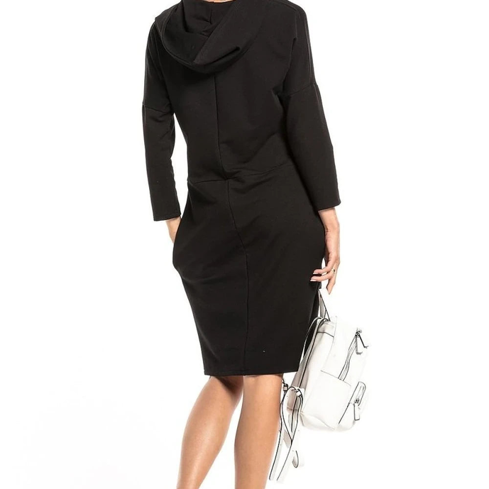 Knit Dress with Hood and Pockets