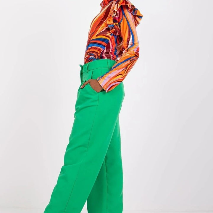 Velour Frill Blouse with Stand-Up Collar