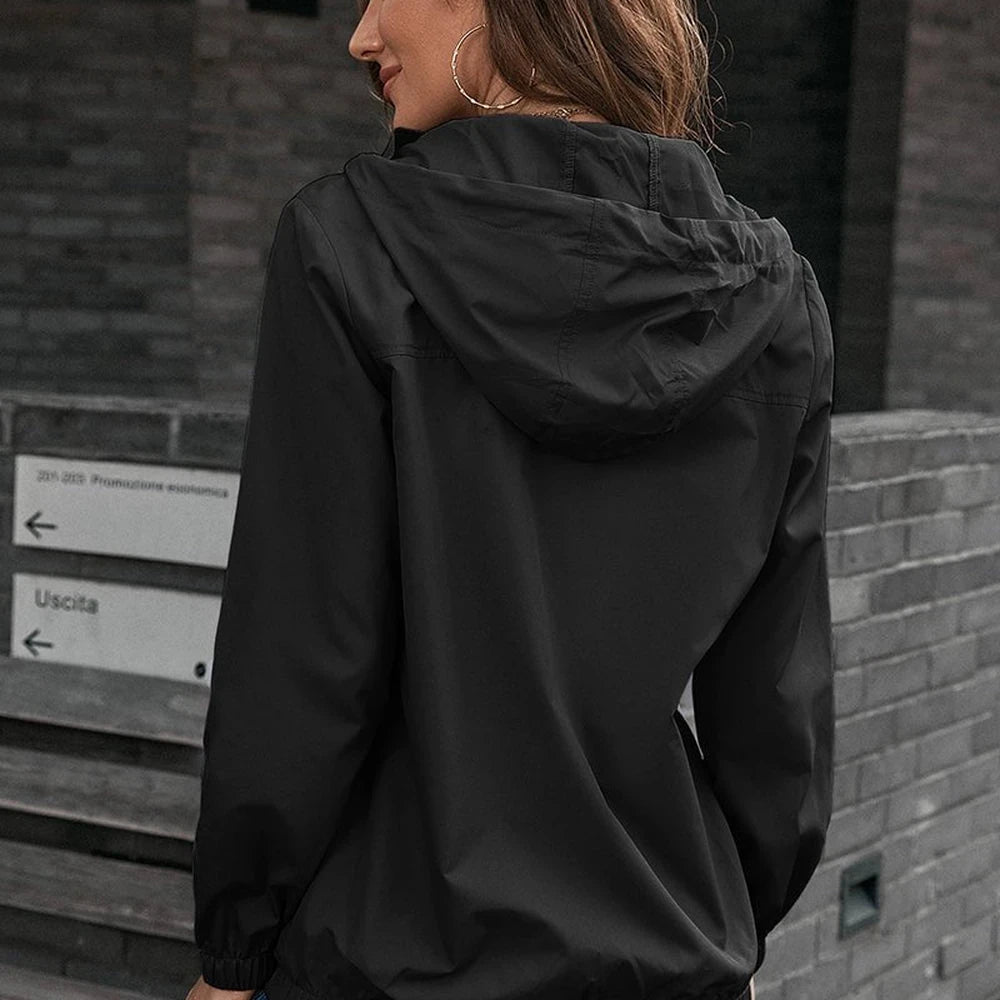 Hooded Sports Jacket with Button-Down
