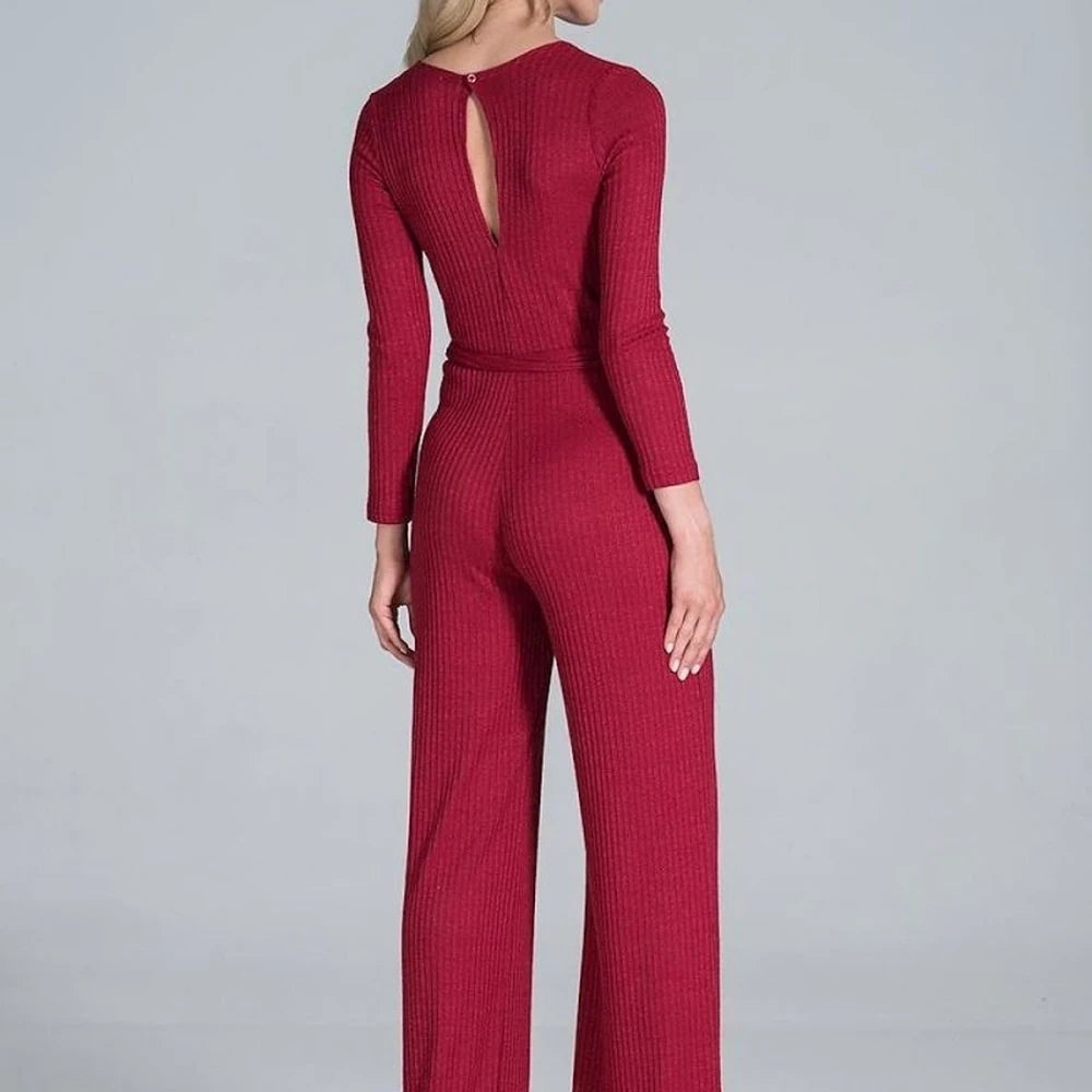 Women's Ribbed Knit Wide-Leg Jumpsuit