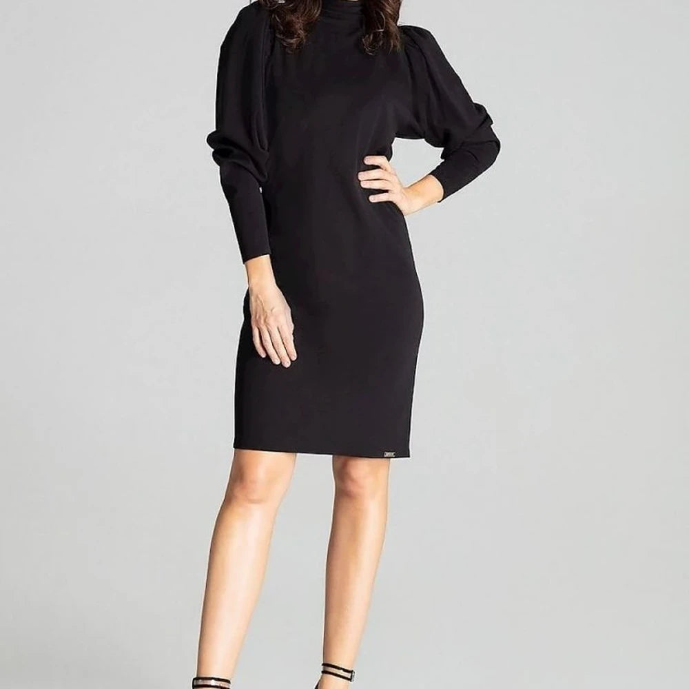 Fitted Midi Dress with Turtleneck