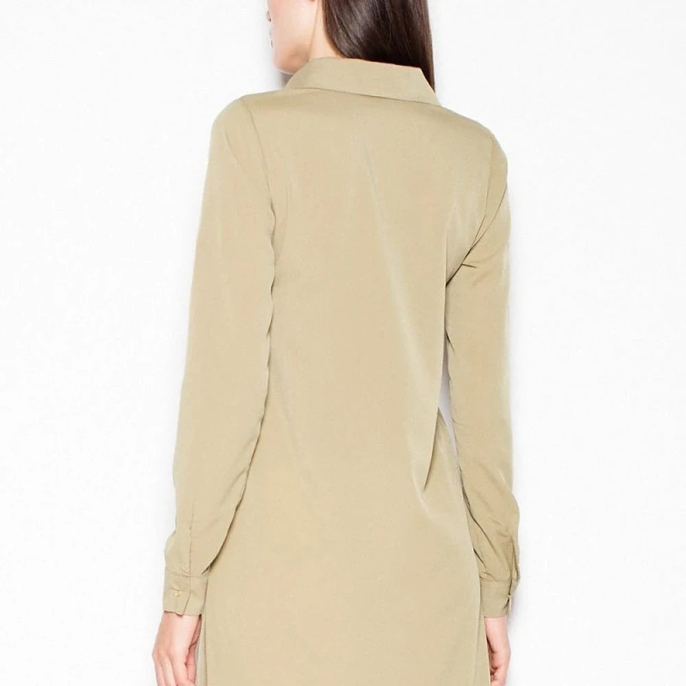 Long Sleeve Knit Blouse with Button Neck
