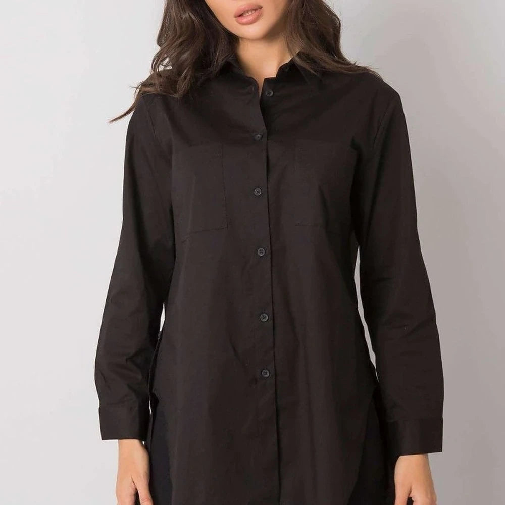 Women's White Cotton Button-Up Long Sleeve Shirt