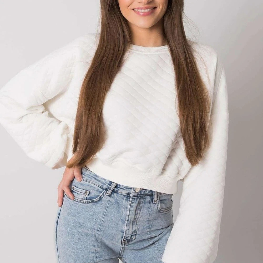 Quilted Sweatshirt with Ribbed Hem