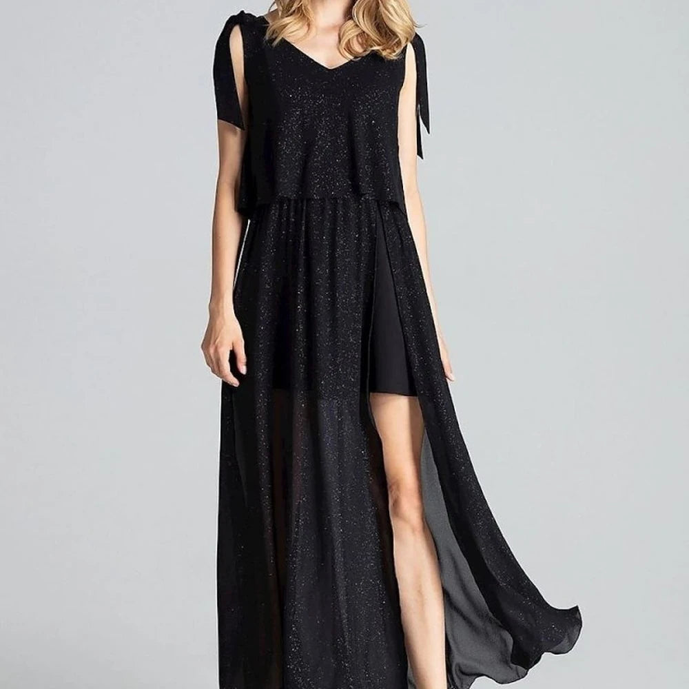 Navy Blue Sleeveless Maxi Dress with Slit