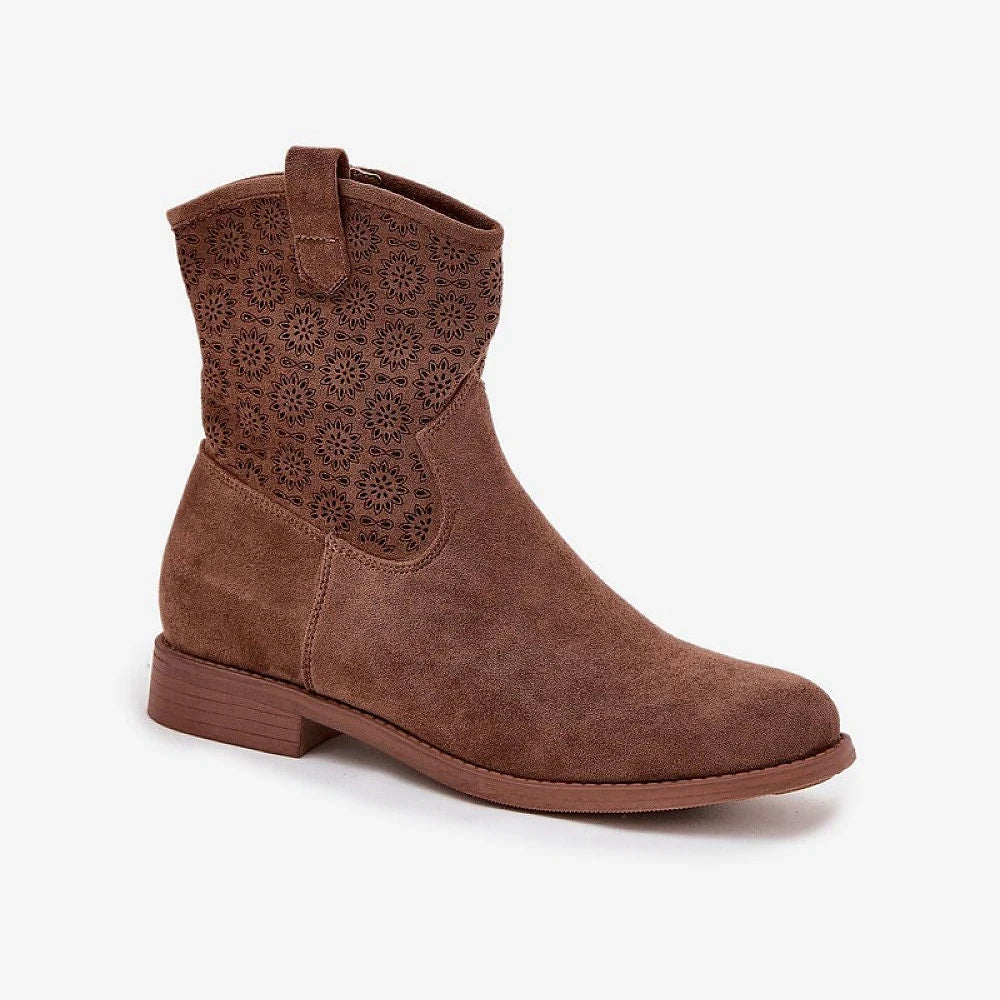 Women's Suede Ankle Boots with Flat Heel