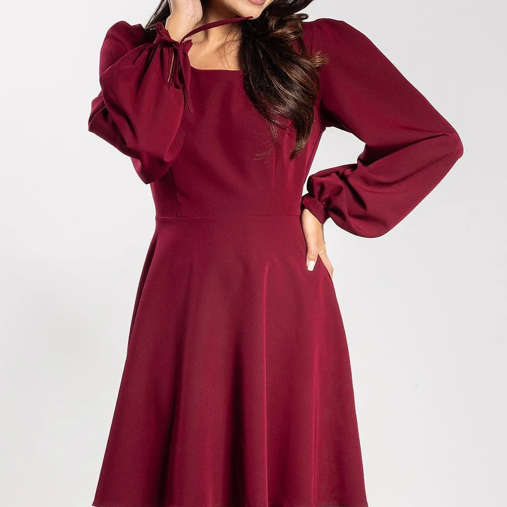Flared Mini Dress with Puffy Sleeves