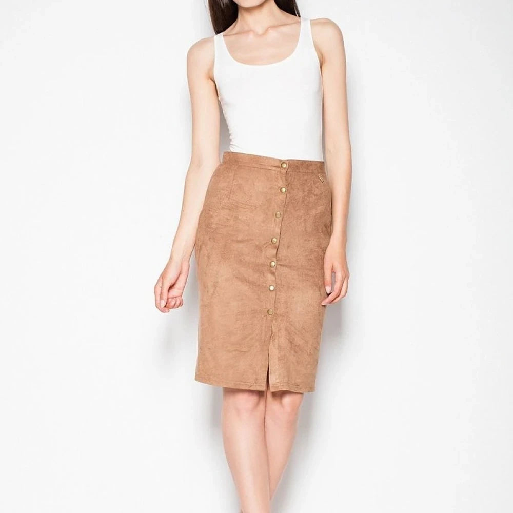 Midi Pencil Skirt with Decorative Buttons