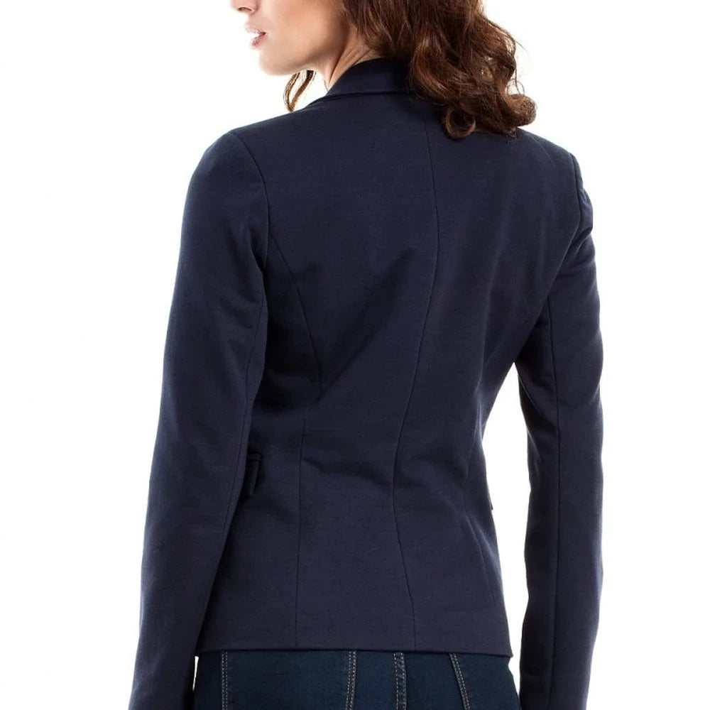 Black Cotton Blend Jacket with Rolled Sleeves