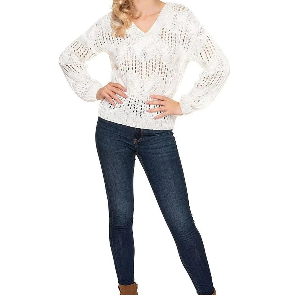 Oversize Knit Sweater with Heart Neckline