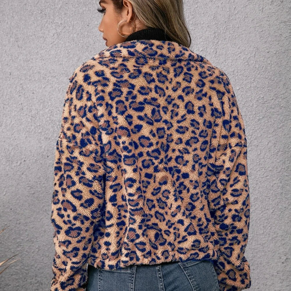 Leopard Print Zip Up Jacket