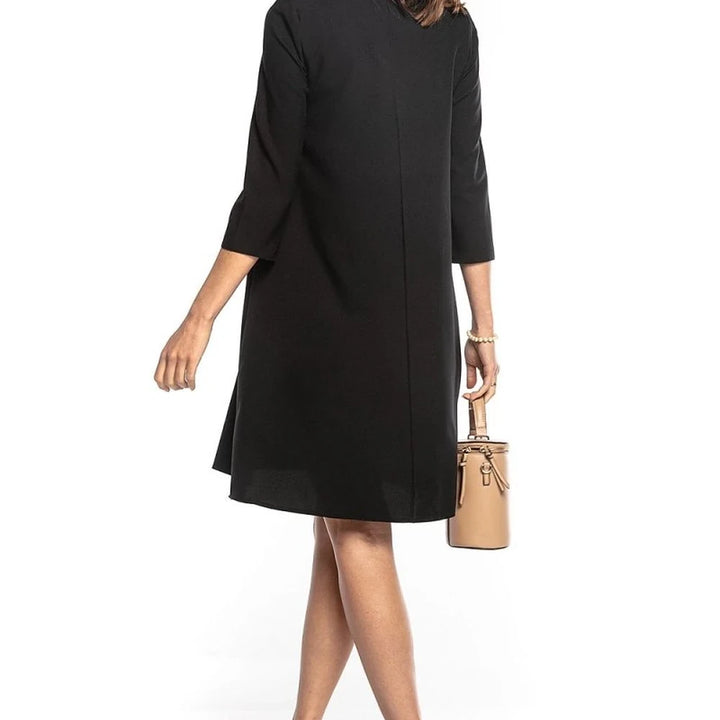 Trapeze Dress 3/4 Sleeve Pointed Neckline