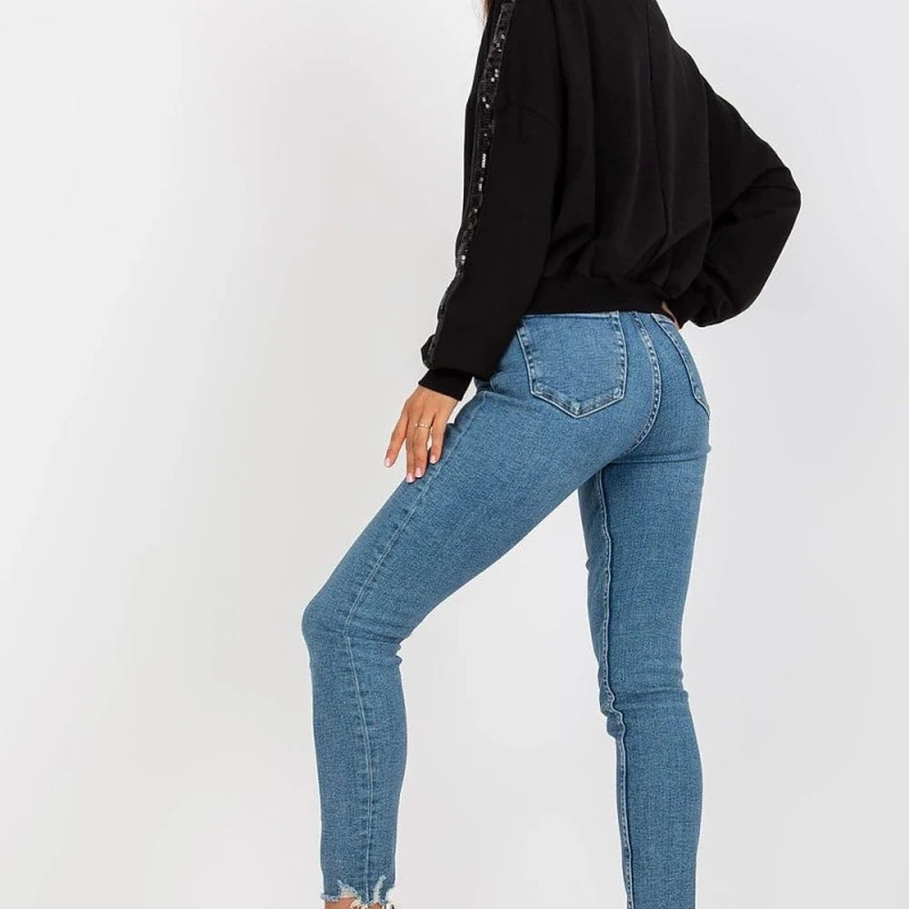 Sequined Sleeve Sweatshirt with Round Neck