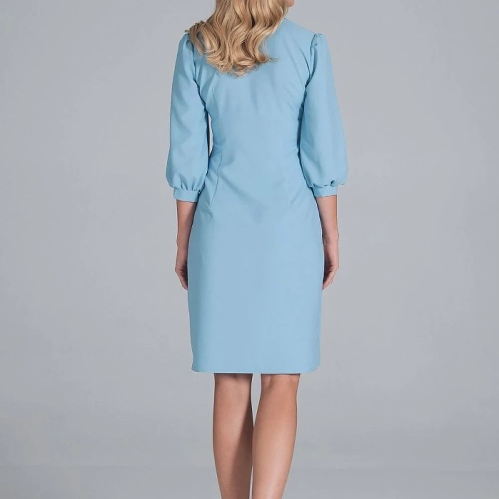 Midi Shirt Dress with Collar and 3/4 Sleeves
