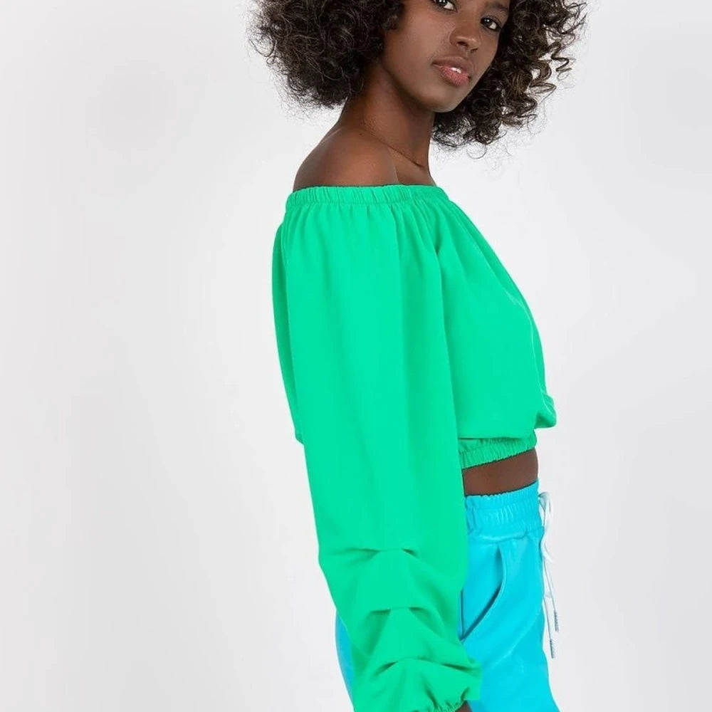 Polyester Blouse Off-Shoulder Wide Sleeves