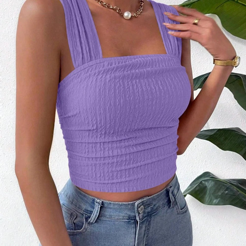 Textured Square Neck Tank Top