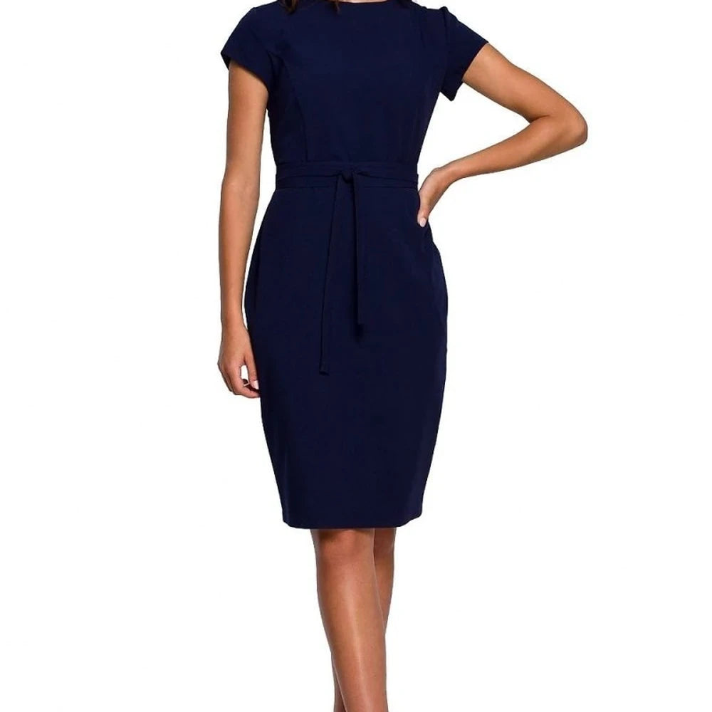 Bodycon Wrap Dress with Belt - Red