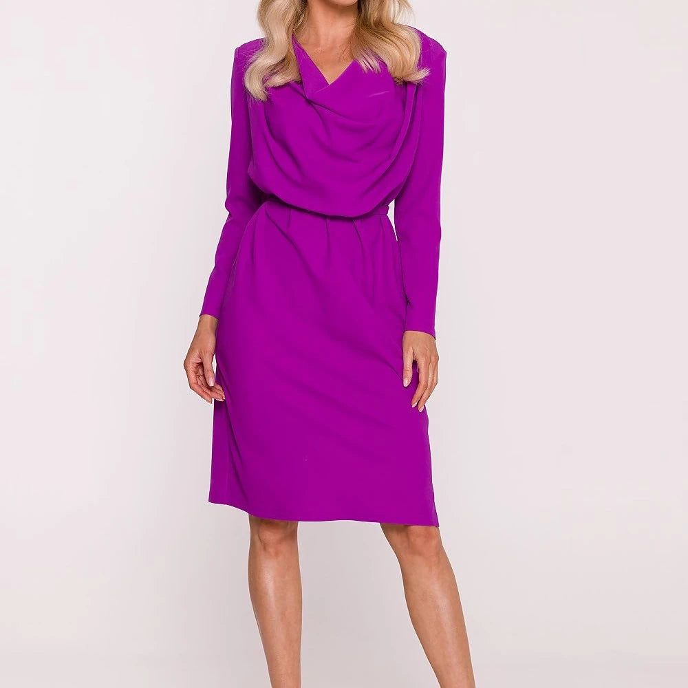 Violet Pencil Dress with Water Neckline