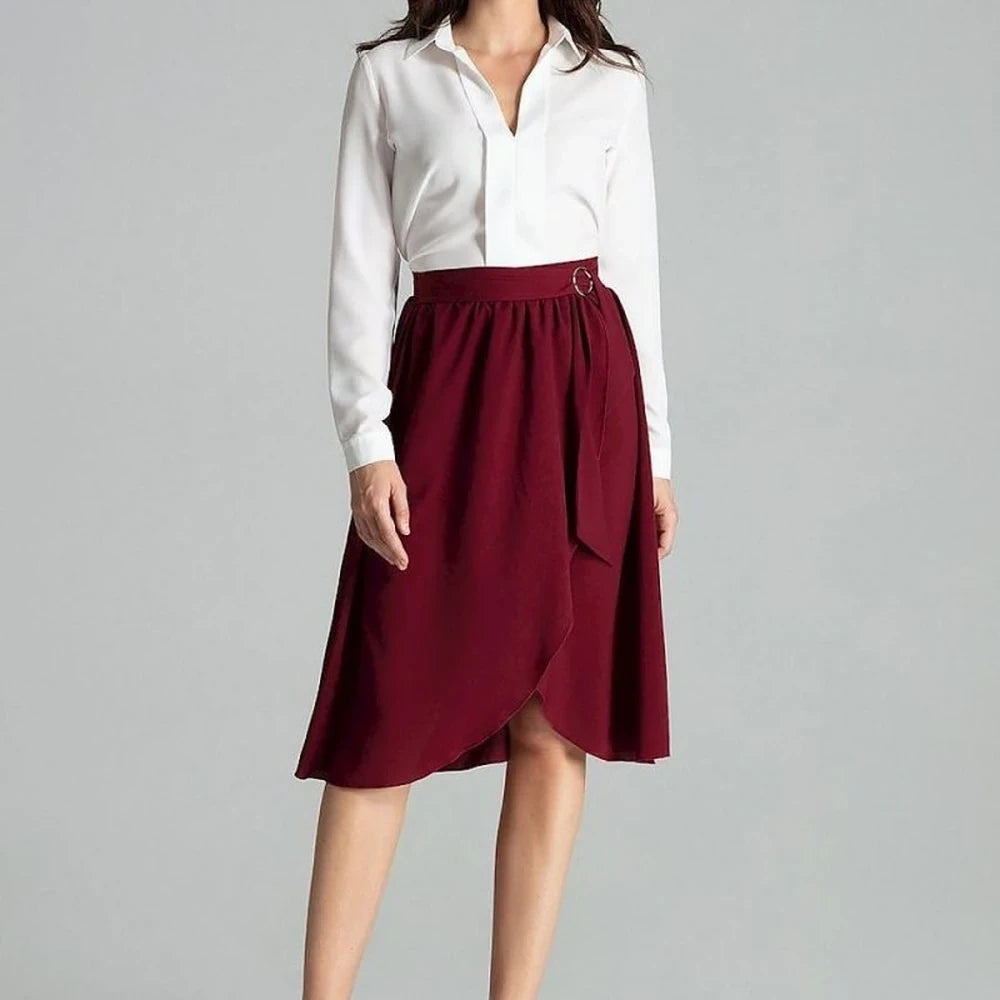 Floral Pleated Midi Skirt with Belt
