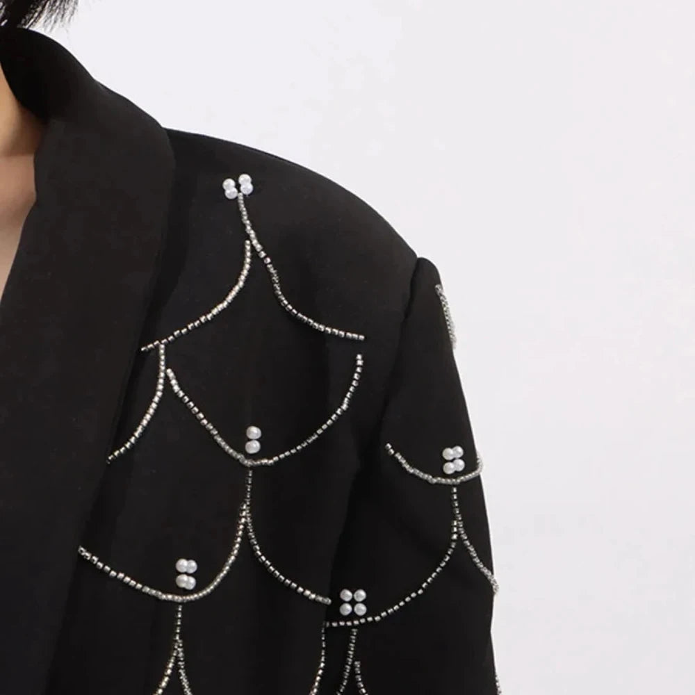 Pearl Detail Long Sleeve Blazer