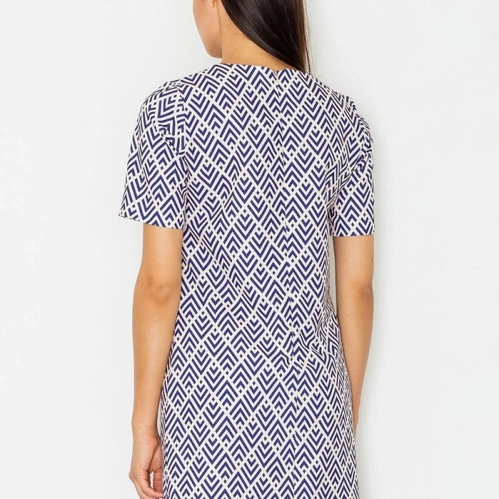 Short Sleeve Flared Dress with Zipper