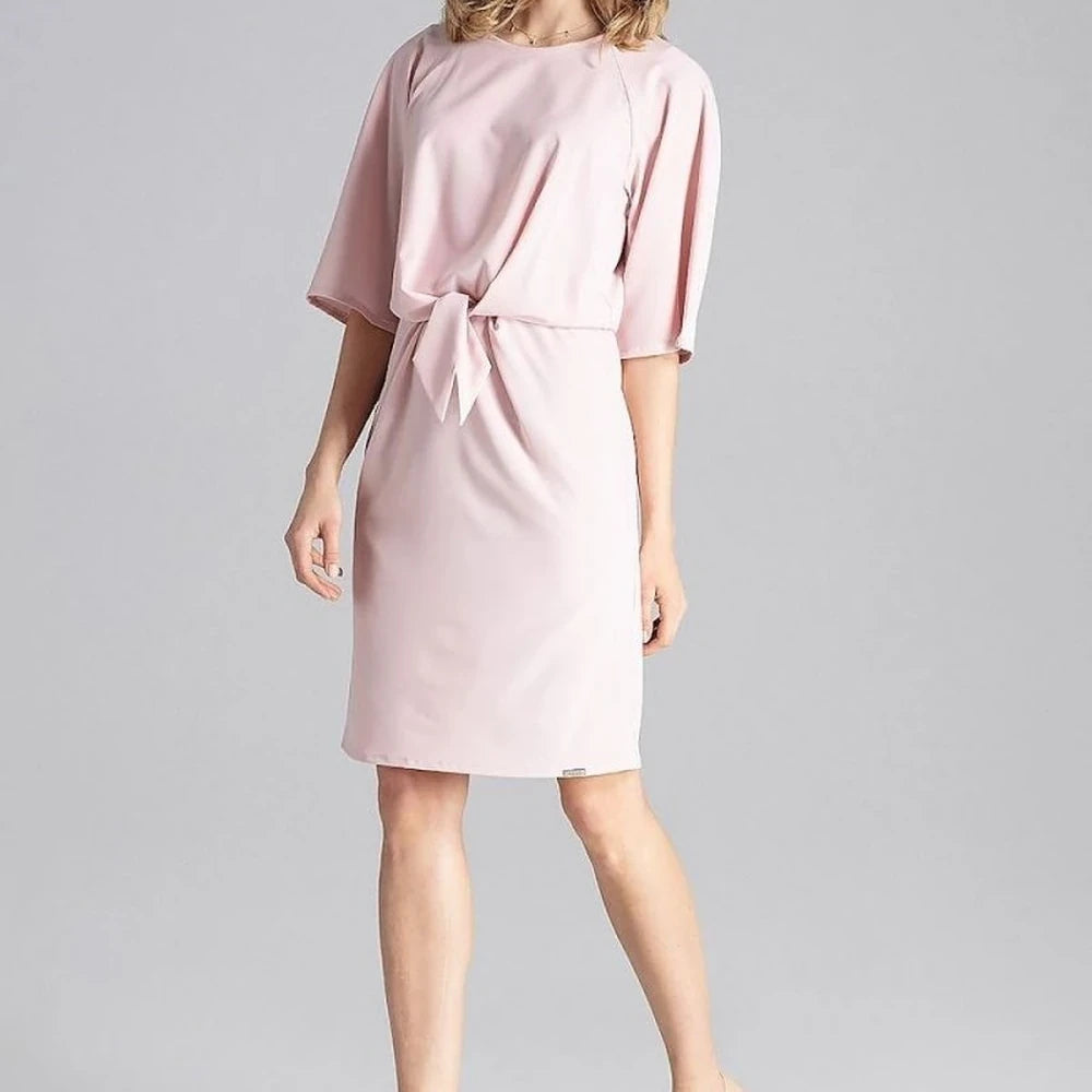 Yellow Knee-Length Dress with Elastic Waist