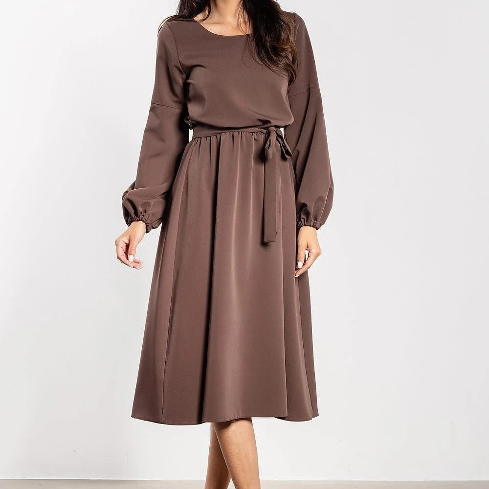 Loose Cut Midi Dress with Belt