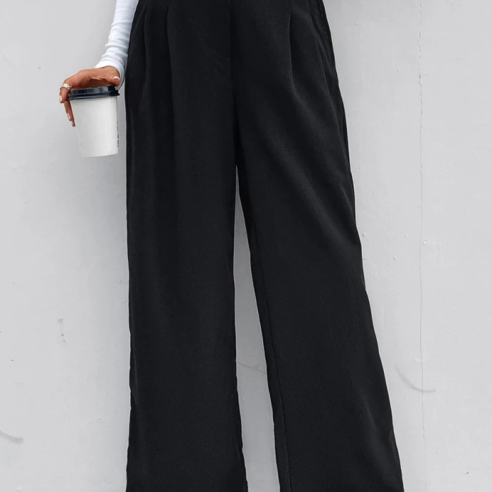 High Waist Wide Leg Pants with Pockets