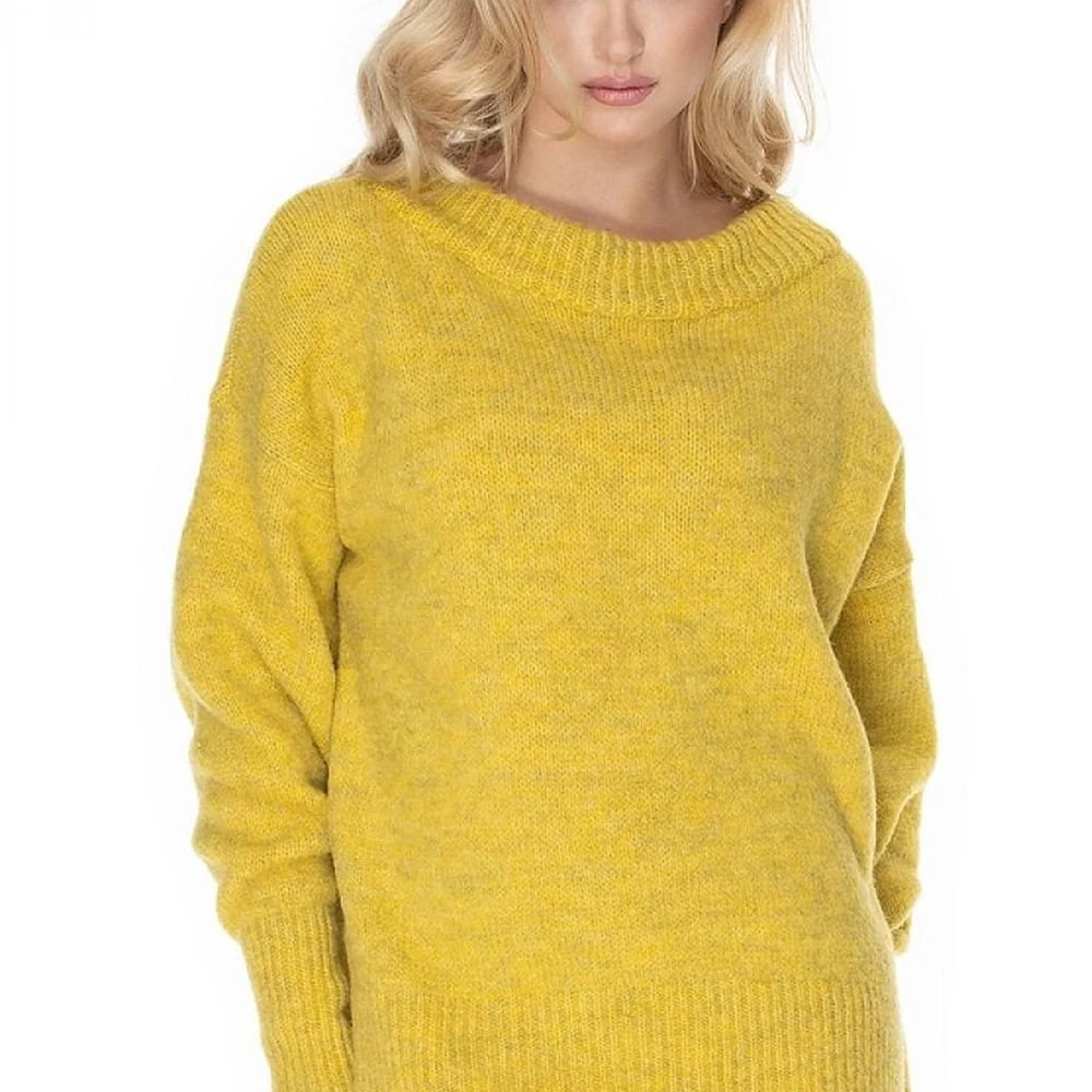 Wool Blend Boat Neck Oversize Sweater