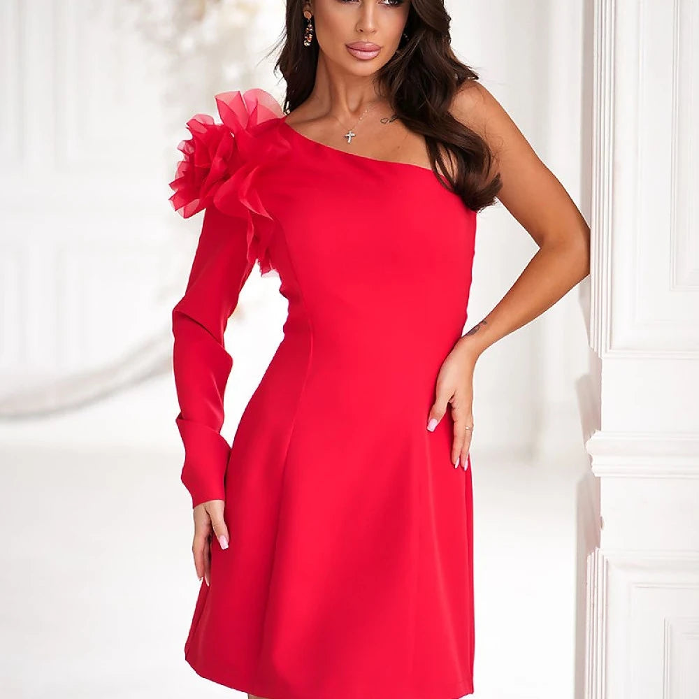 Fitted Mini Dress with Rose