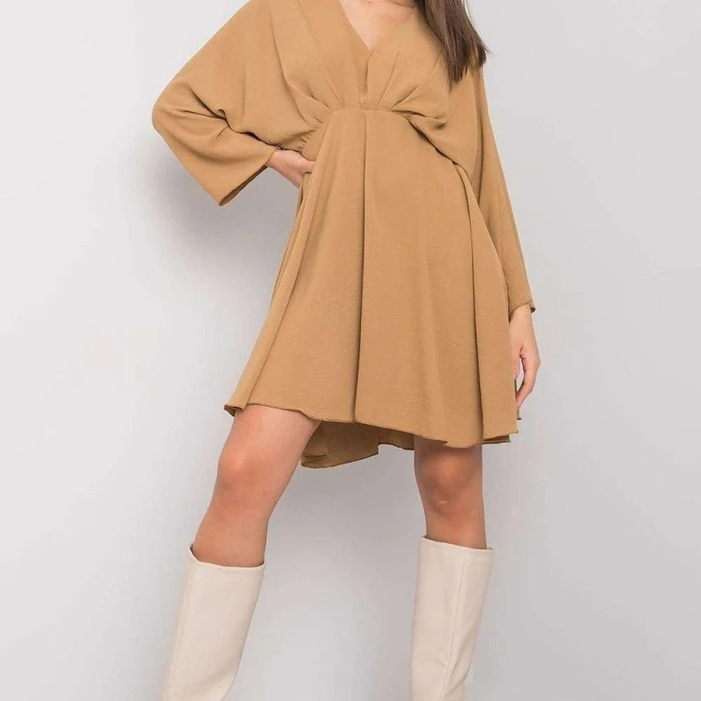 Flared Triangle Neck Day Dress