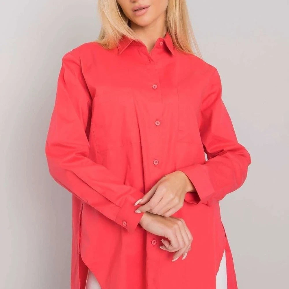 Women's White Cotton Button-Up Long Sleeve Shirt