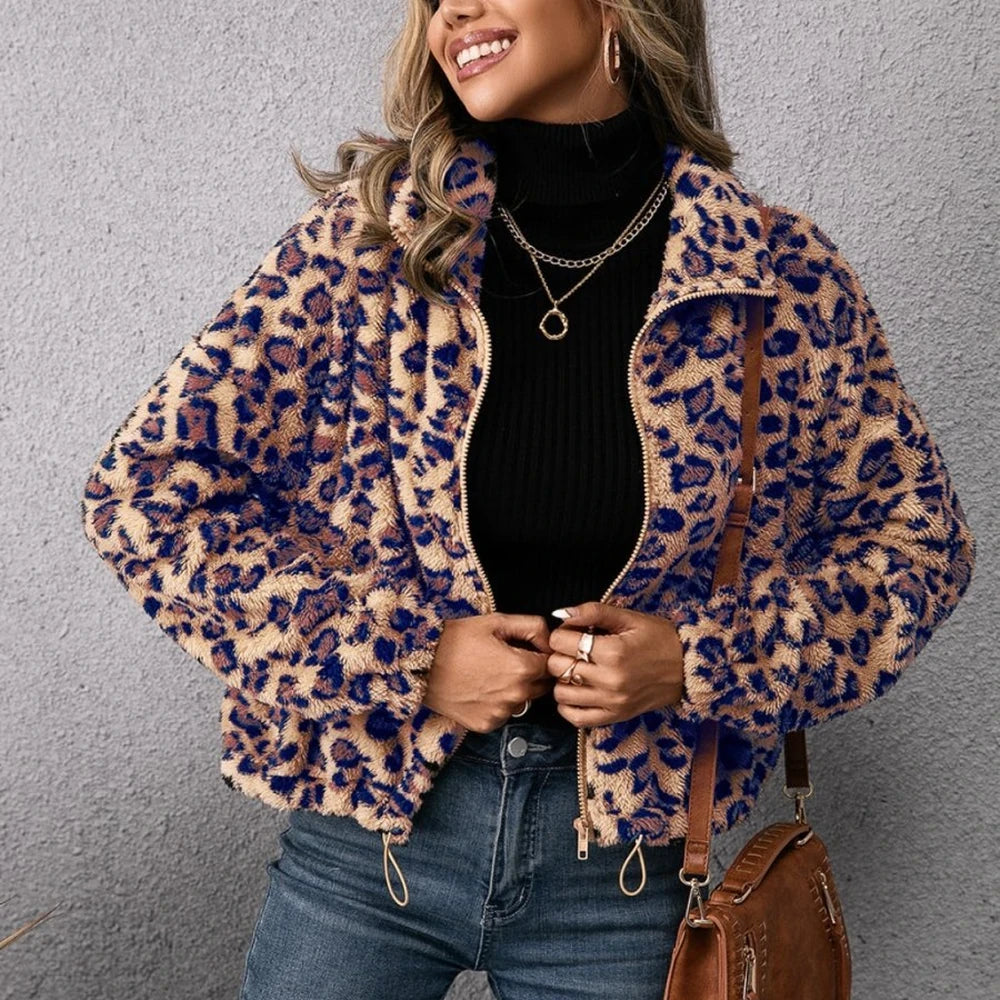 Leopard Print Zip Up Jacket
