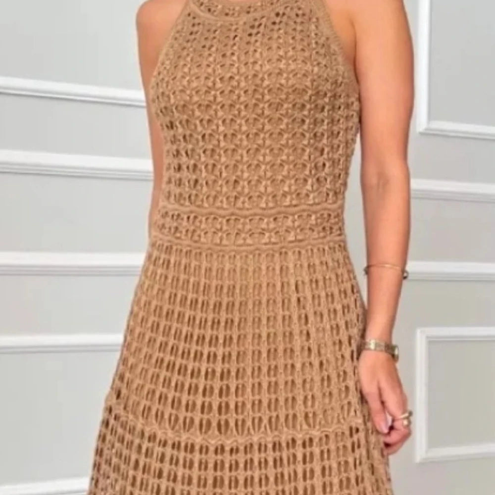 Hollowed-Out Sleeveless Maxi Dress