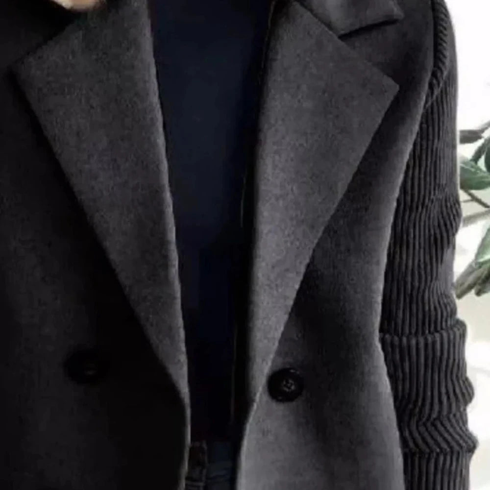 Lined Double-Breasted Knit Sleeve Outerwear