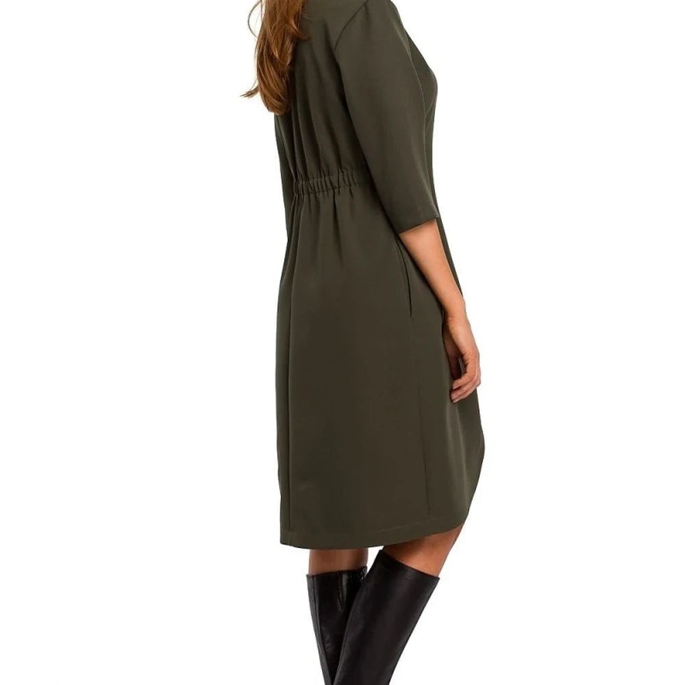 Elegant Navy Midi Shirt Dress