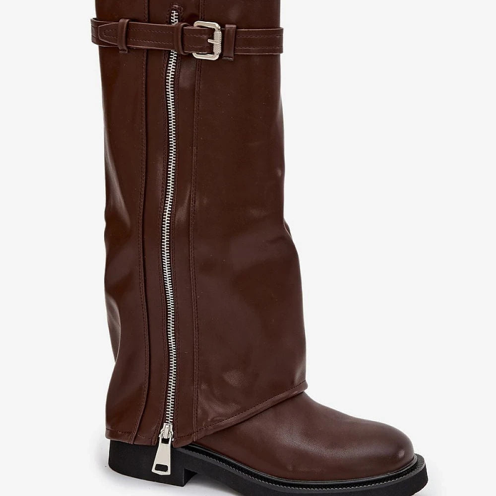 Women's Thigh-High Boots with Rolled Cuff