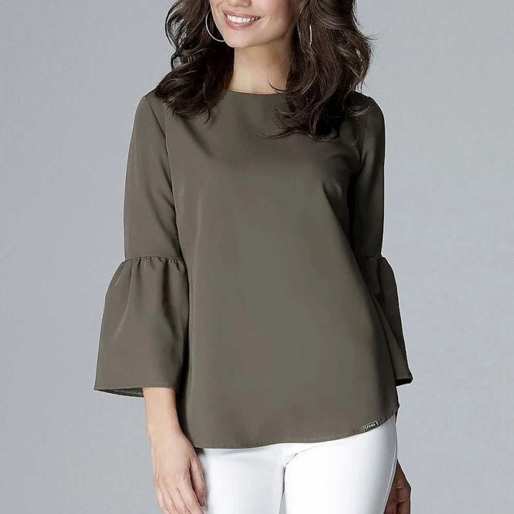 Frill Sleeve 3/4 Sleeve Women's Blouse