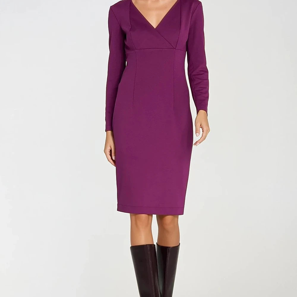 Wrap Neckline Knit Dress