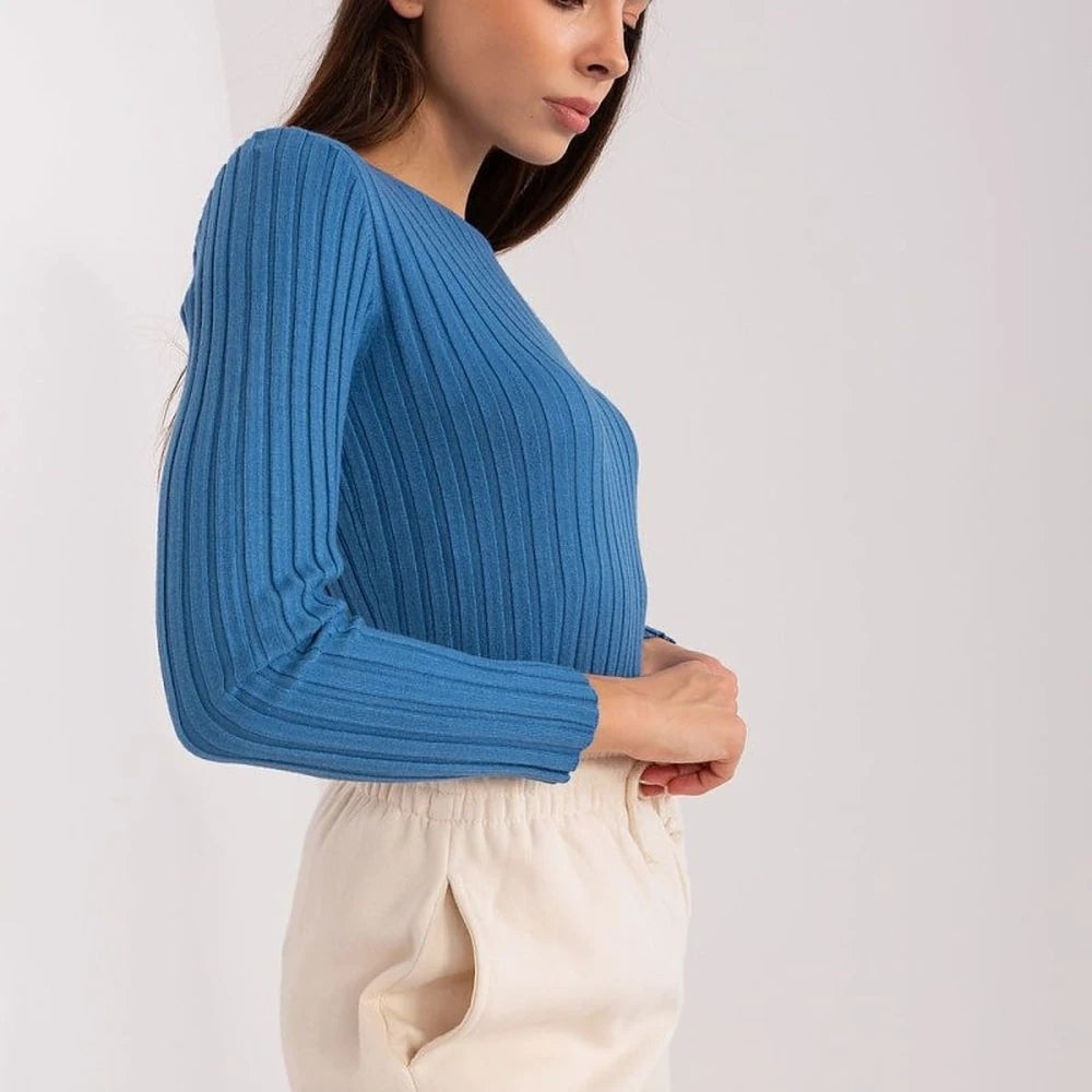 Ribbed Knit Round Neck Sweater