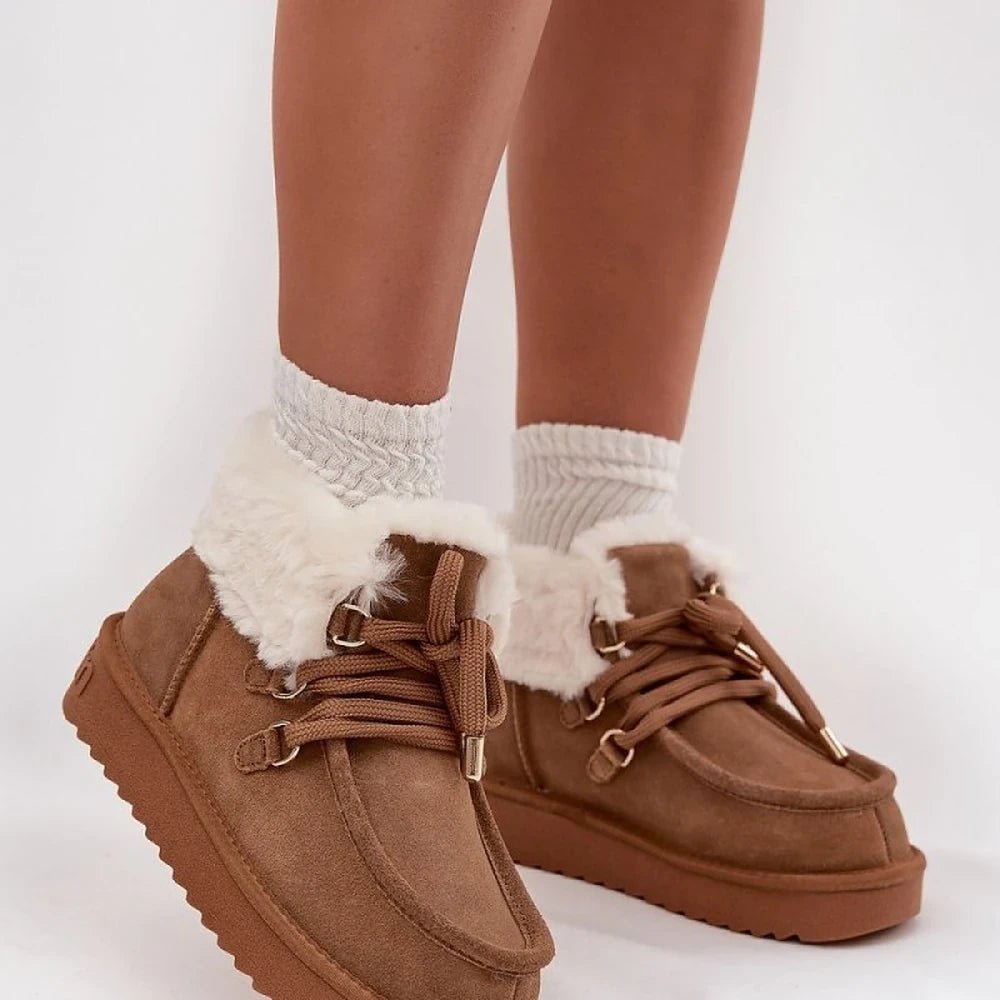 Women's Suede Snow Boots with Fur Lining