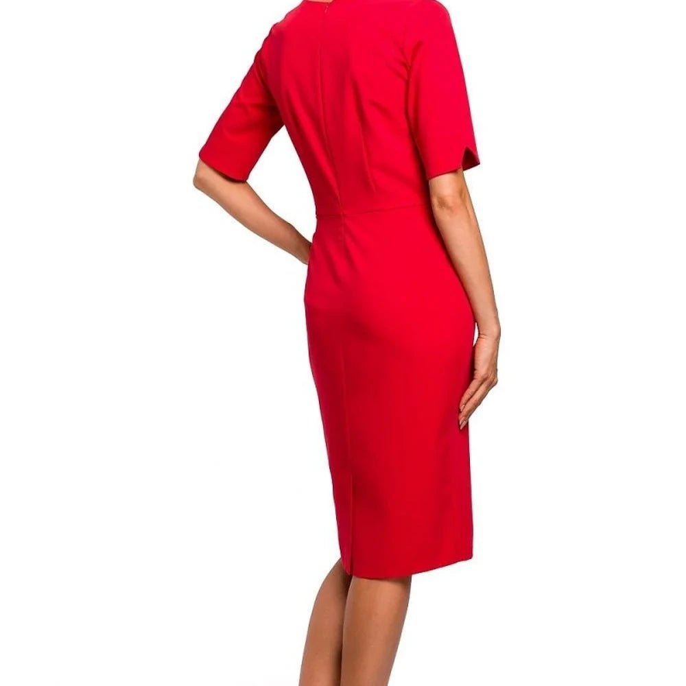Elegant Pencil Dress with V-Neck and Cutouts
