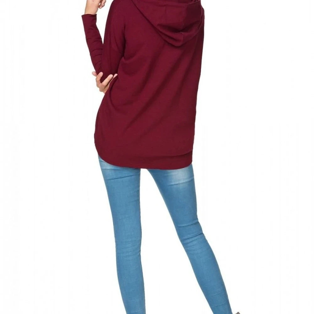 Knit Hooded Sweatshirt with Raw Edges