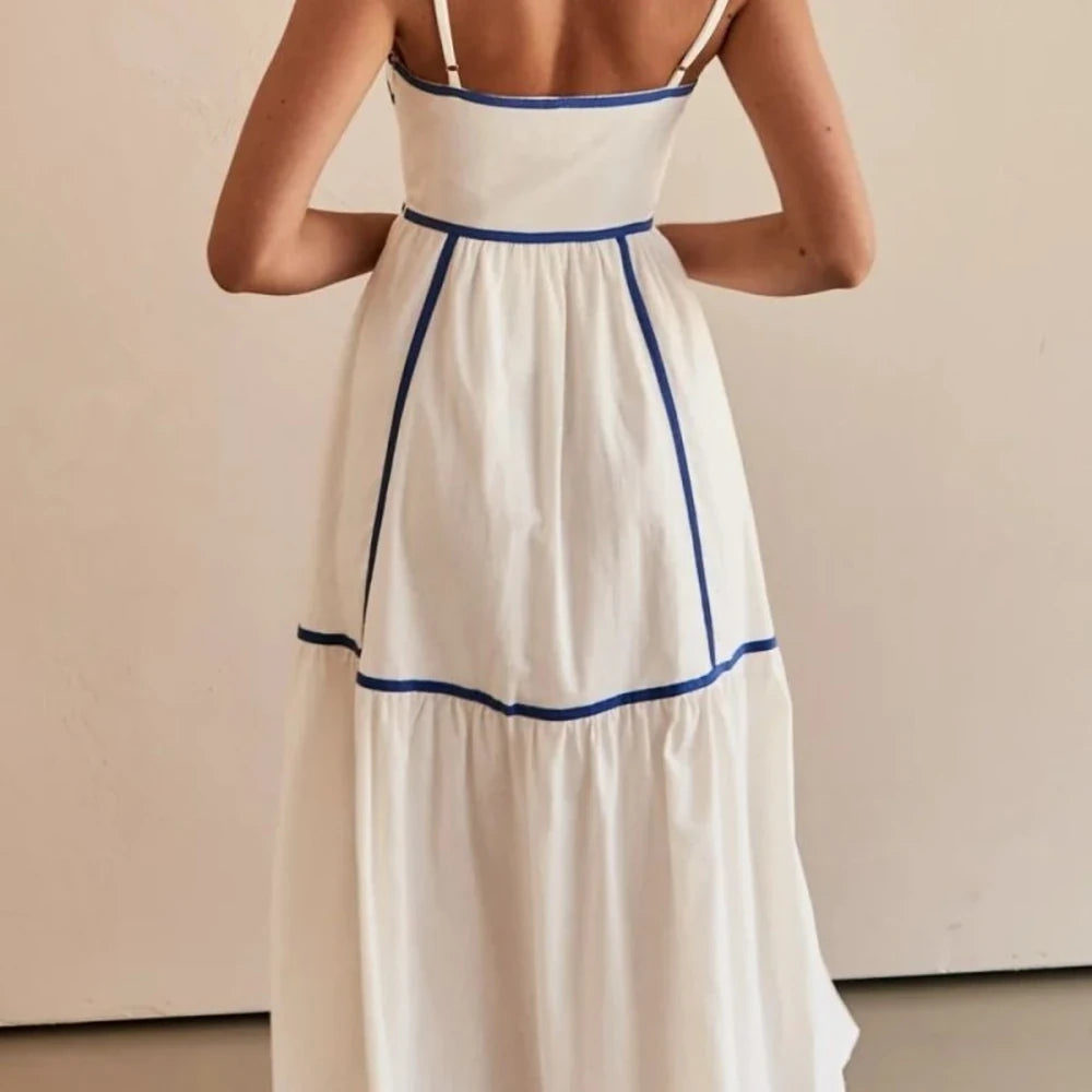Square Neck Cami Midi Dress - White
