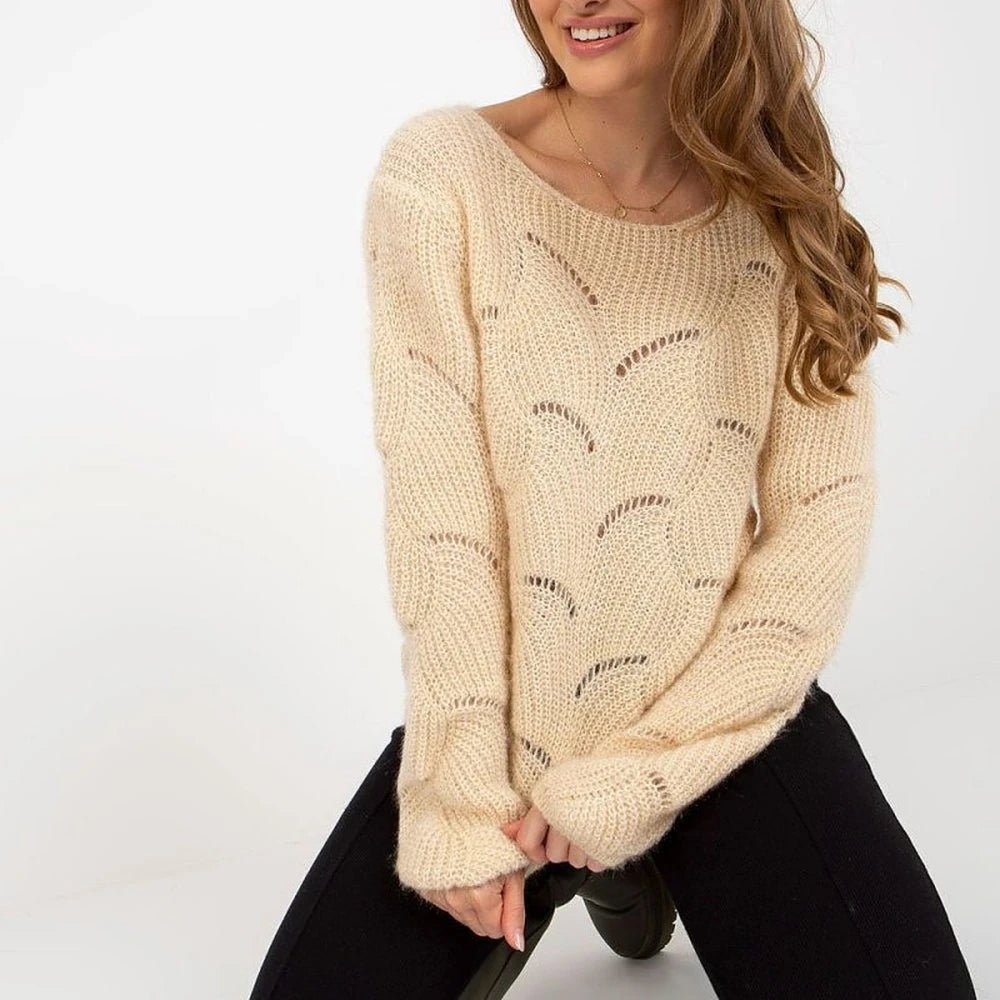 Openwork Mohair Wool Blend Jumper