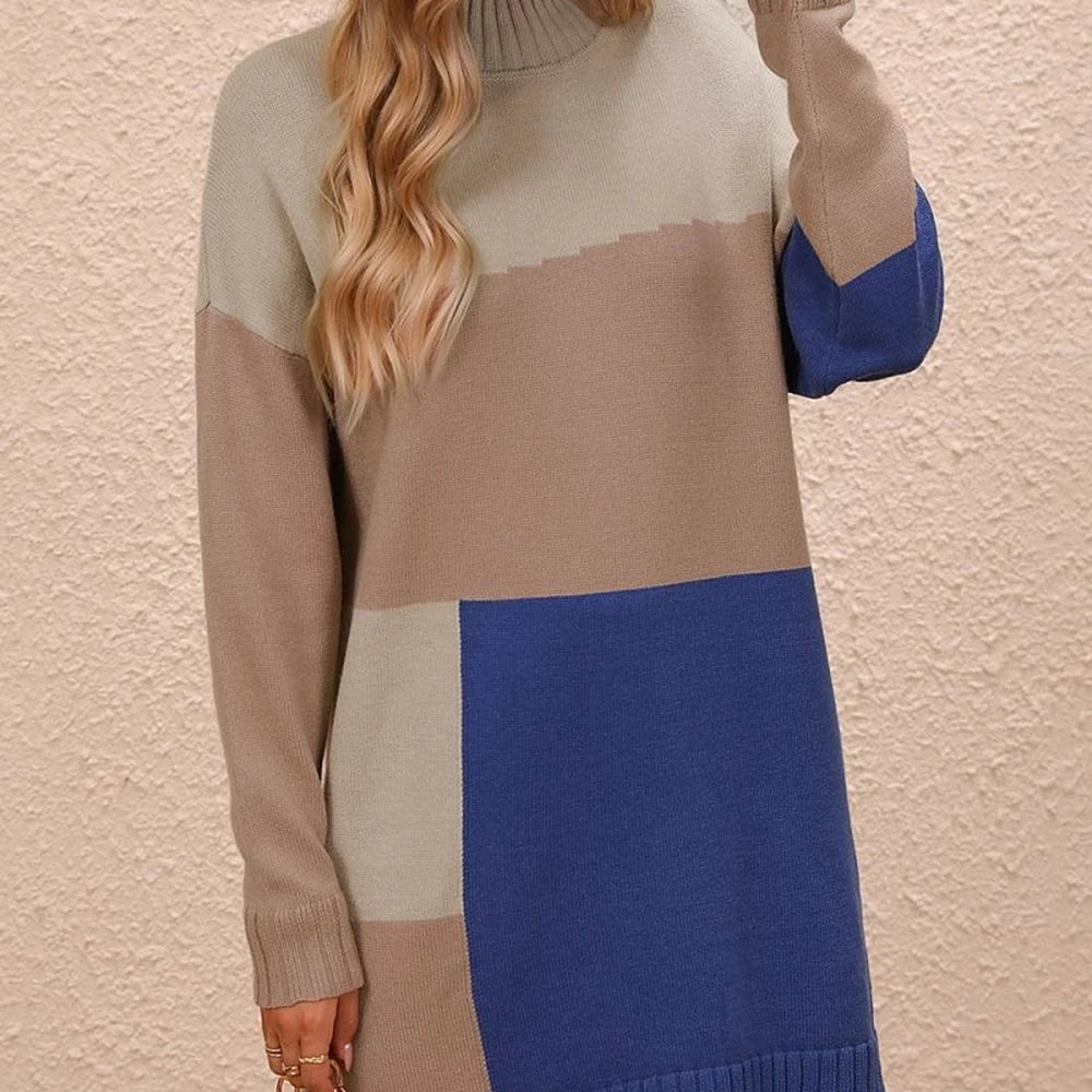 Color Block Mini Sweater Dress