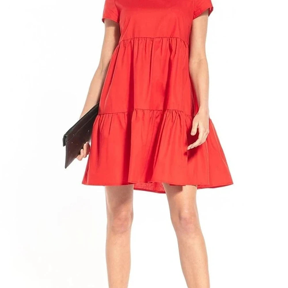 Boat Neck Short Sleeve Cotton Dress