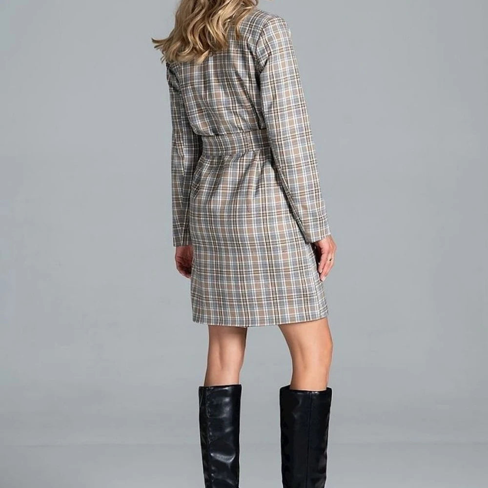 Knee-Length Belted Coat - Polyester Viscose Blend